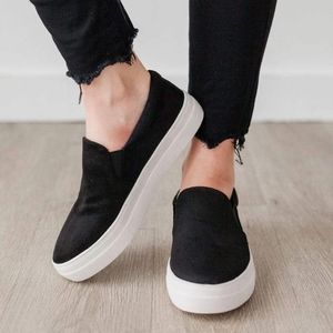 Black mirco suede slip on sneaker
